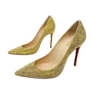 Christian Louboutin Kate Strass Crystal Pointed Toe Heels Womens Size EU 39